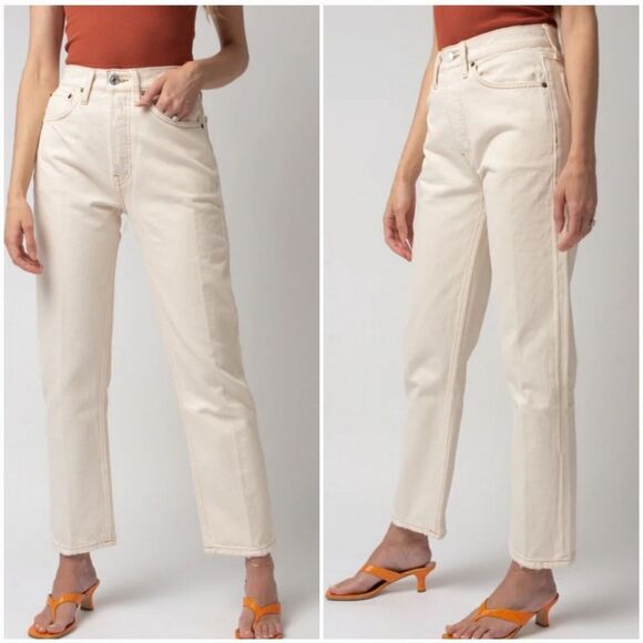 NWT RE/DONE X LEVI'S 70s High-Rise Stove Pipe Straight-Leg Jean Vintage White 29 - Picture 1 of 9